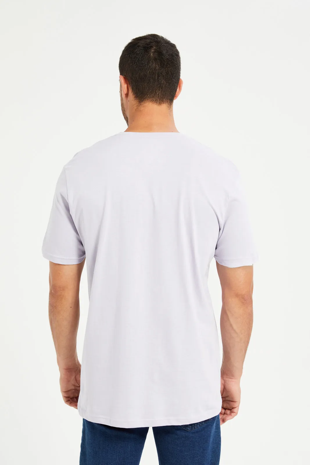 Men Lilac Graphic Round Neck T-Shirt