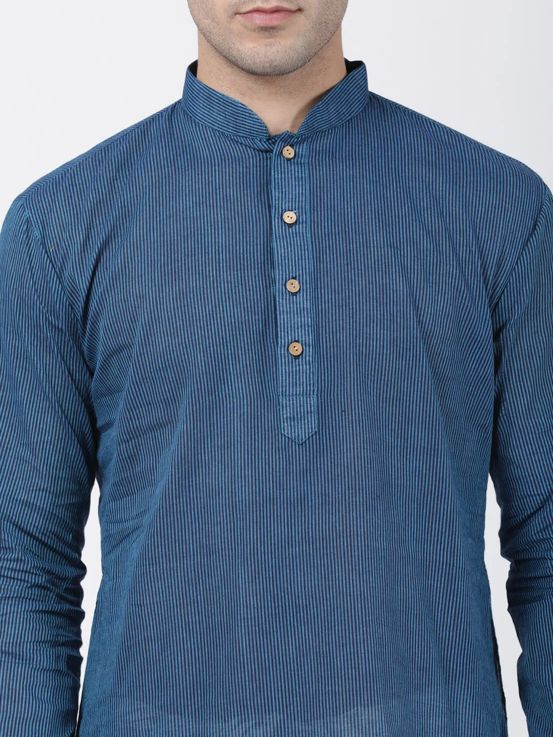 Men's Blue Pure Cotton Kurta Pyjama Set - Vastramay