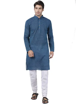 Men's Blue Pure Cotton Kurta Pyjama Set - Vastramay