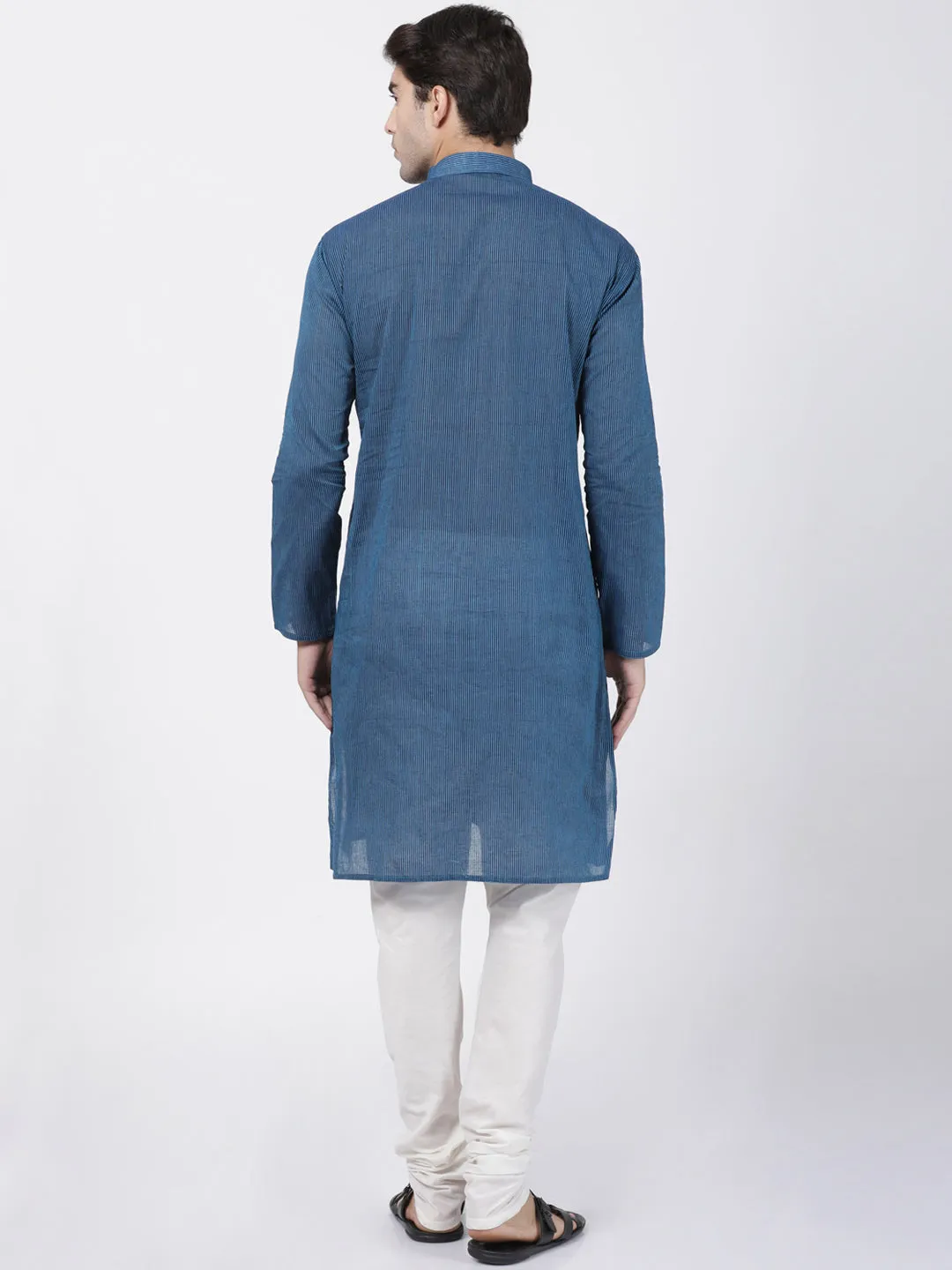 Men's Blue Pure Cotton Kurta Pyjama Set - Vastramay