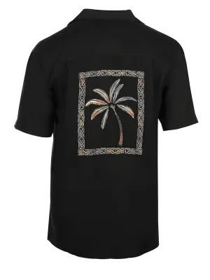 Men's Hawaiian Embroidery Shirt - Framed Palms