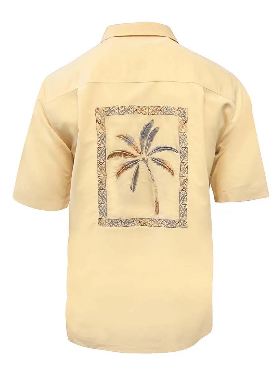 Men's Hawaiian Embroidery Shirt - Framed Palms