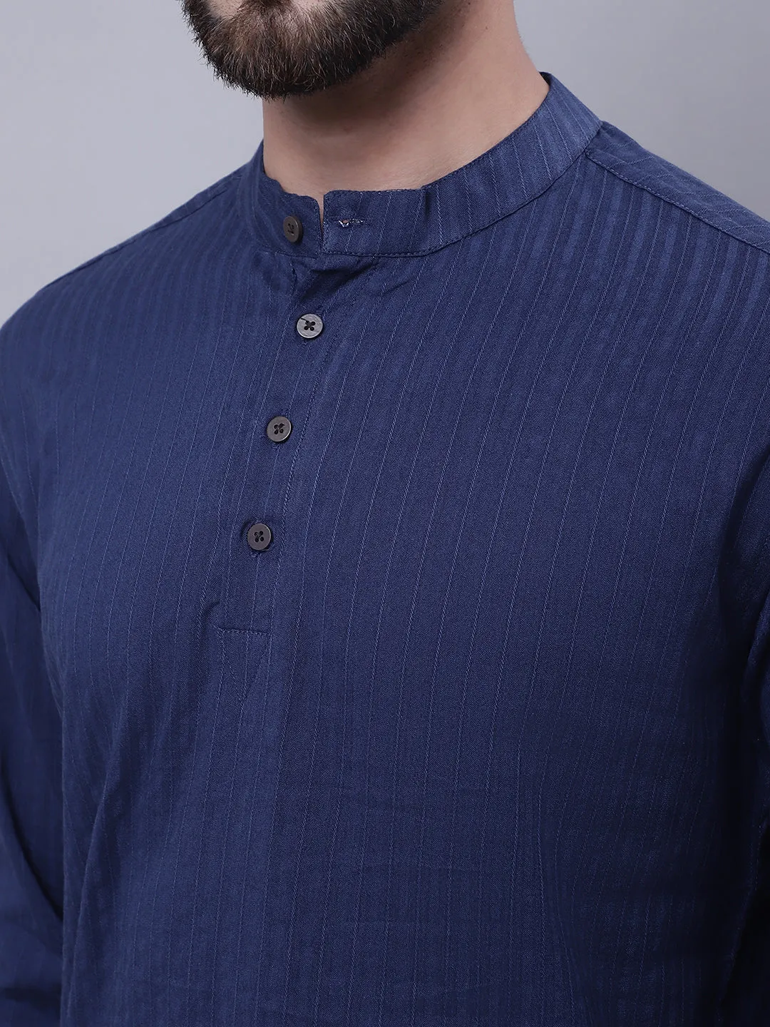 Men's Pure Cotton Short Kurta With Band Collar - Even Apparels