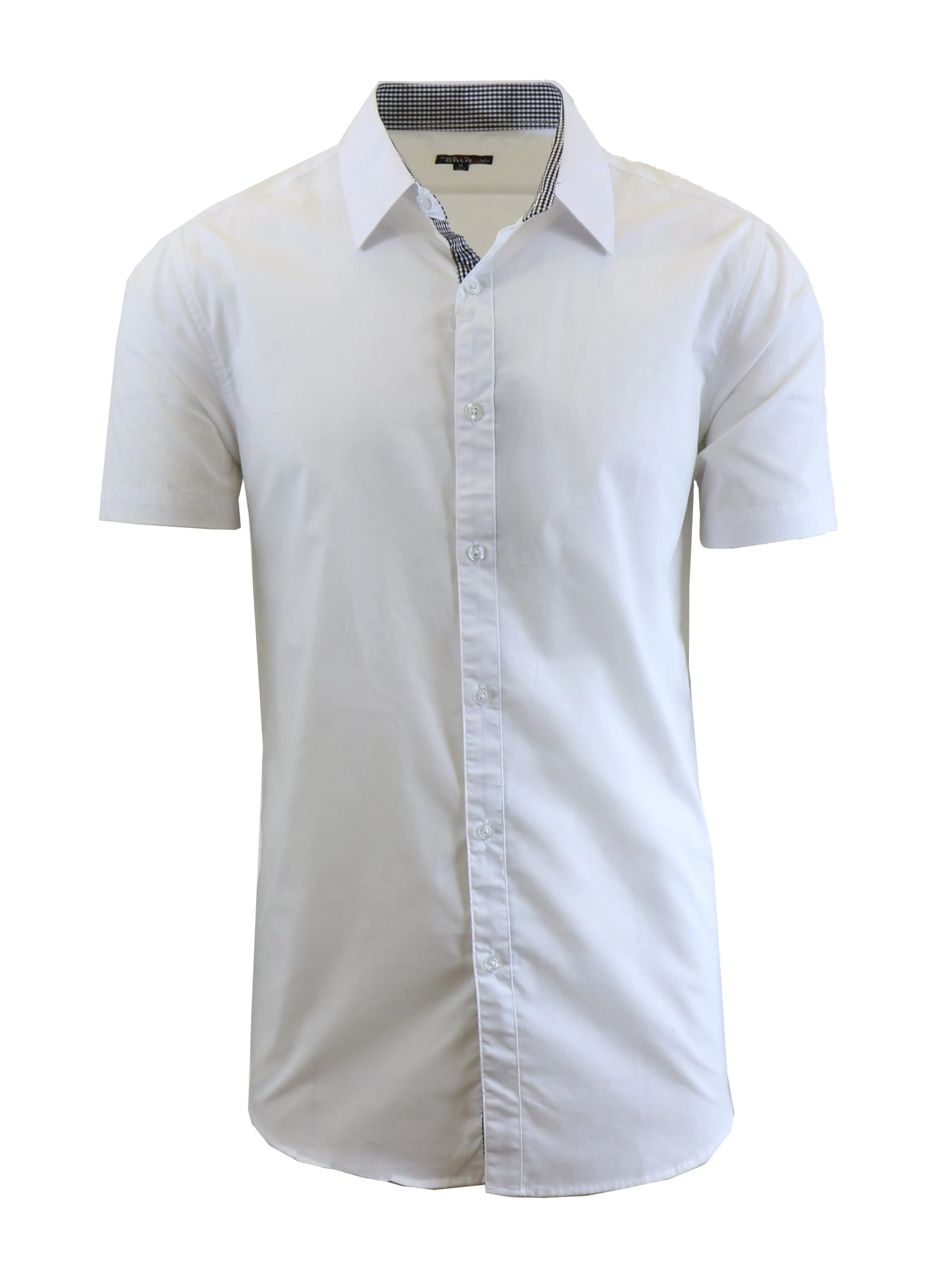 Men's Short Sleeve Slim Fit Solid Button Down Dress Shirt