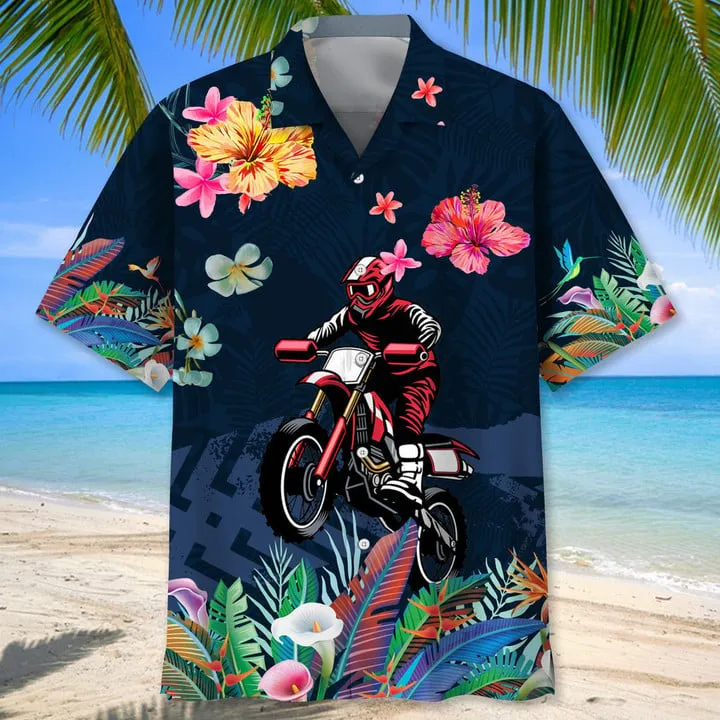 Motocross Love Tropical Hawaiian Shirt, Short Sleeve Summer Vacation Beach Shirts for men