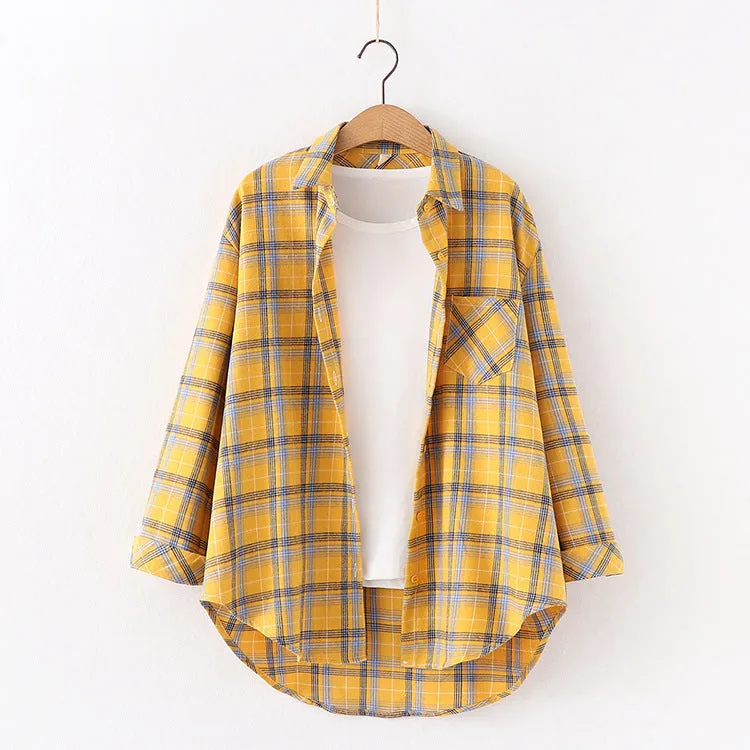 New Brand Plaid Shirt Women Loose Plus Size Blouse Female Long Sleeve Blouses Cotton Flannel Casual Shirt Women Tops Blusas