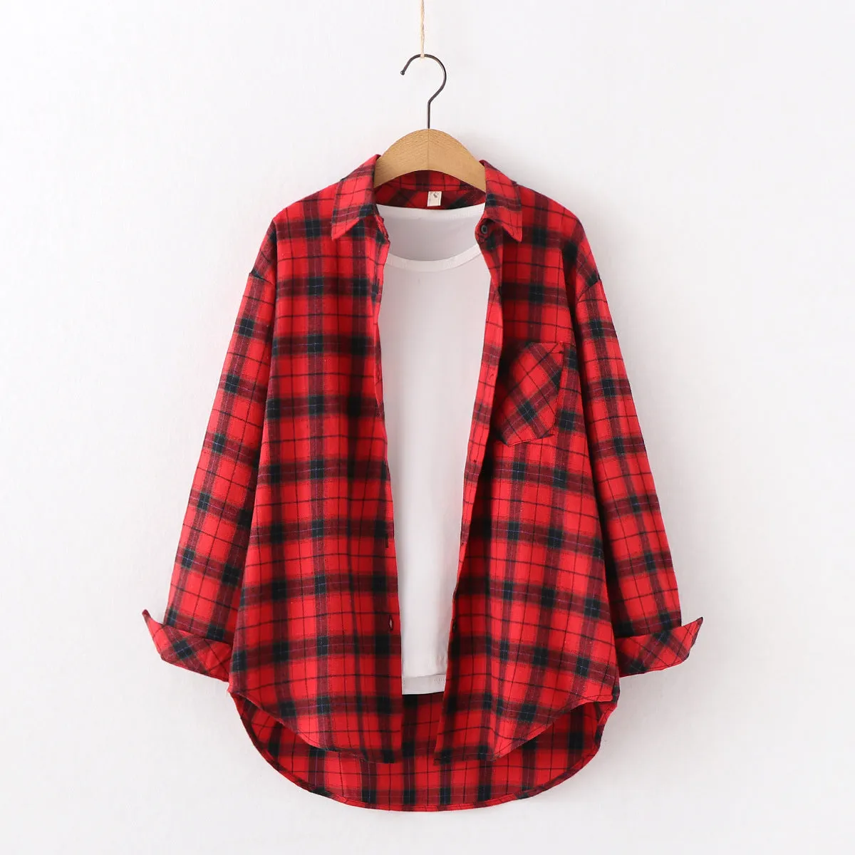 New Brand Plaid Shirt Women Loose Plus Size Blouse Female Long Sleeve Blouses Cotton Flannel Casual Shirt Women Tops Blusas