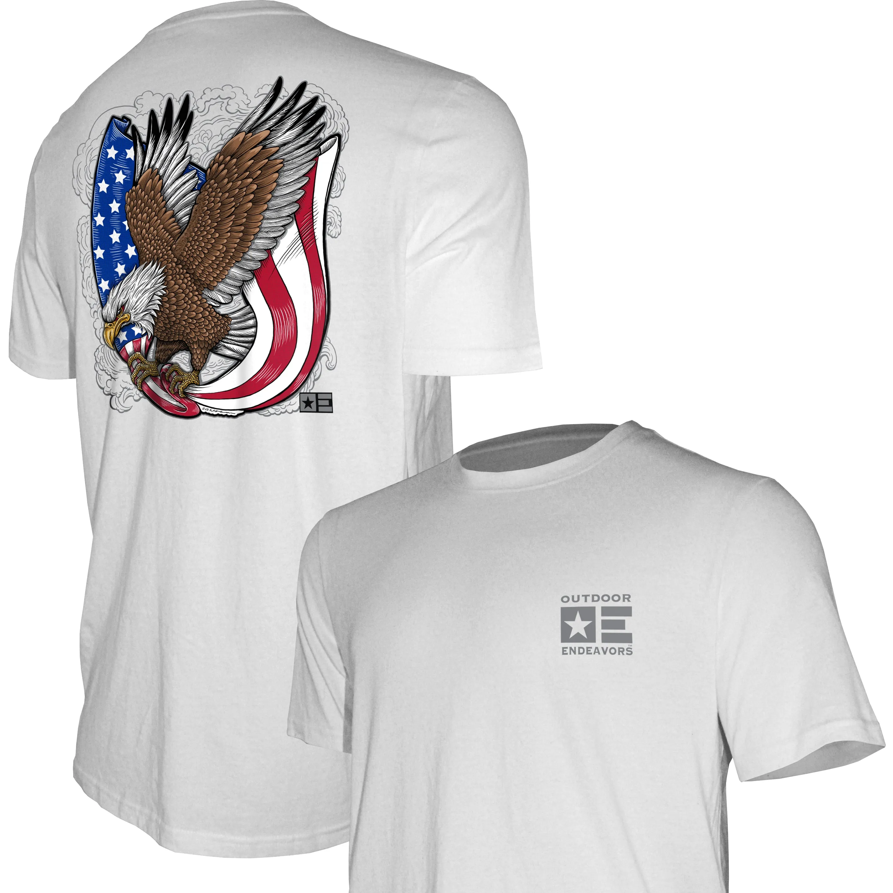 Outdoor Endeavors Patriotic - Graphic Tee - Retro Tattoo Eagle