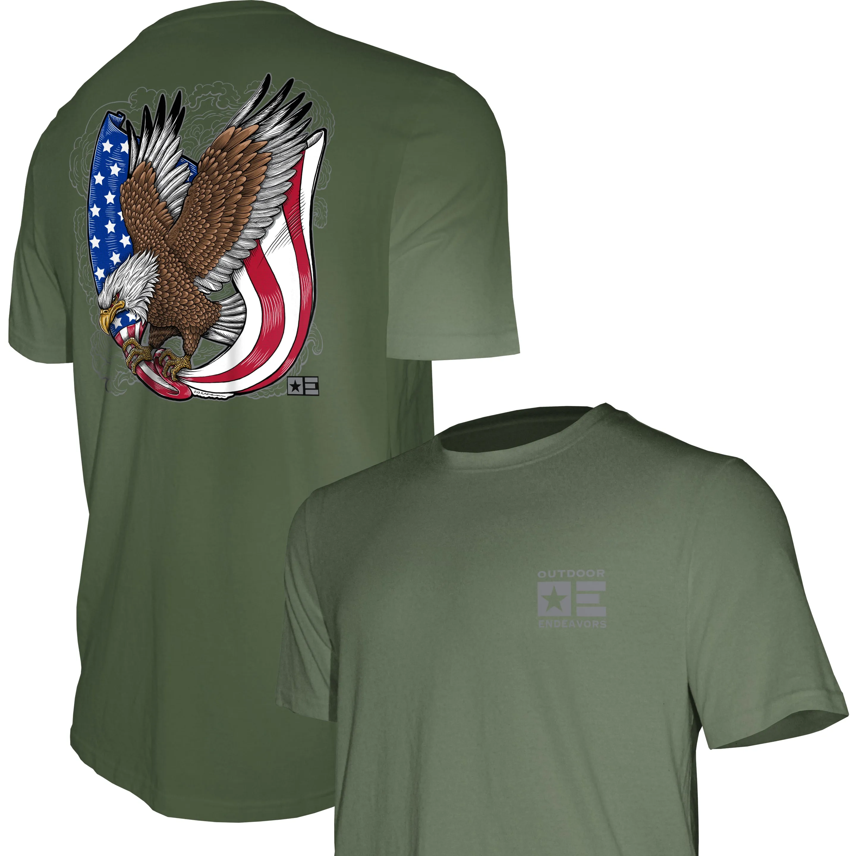 Outdoor Endeavors Patriotic - Graphic Tee - Retro Tattoo Eagle