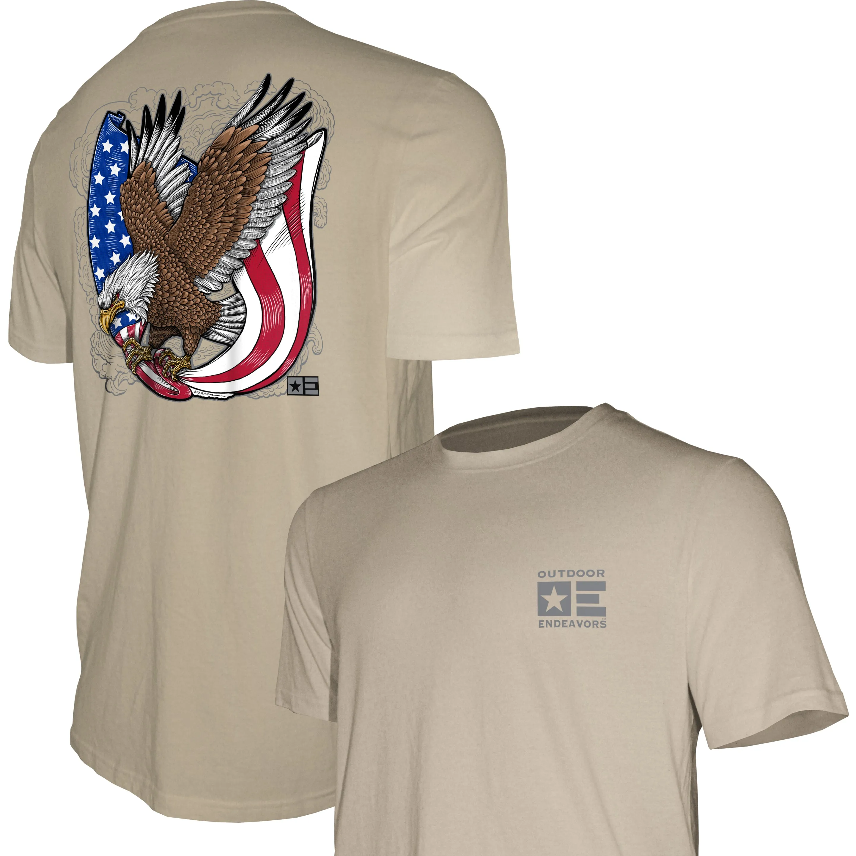 Outdoor Endeavors Patriotic - Graphic Tee - Retro Tattoo Eagle