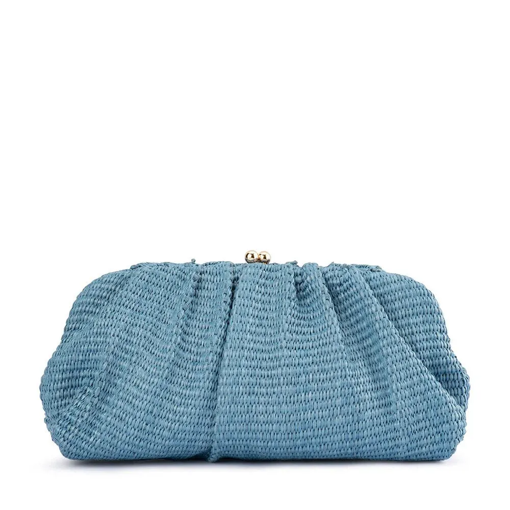 Queenie Woven Clutch in Blue