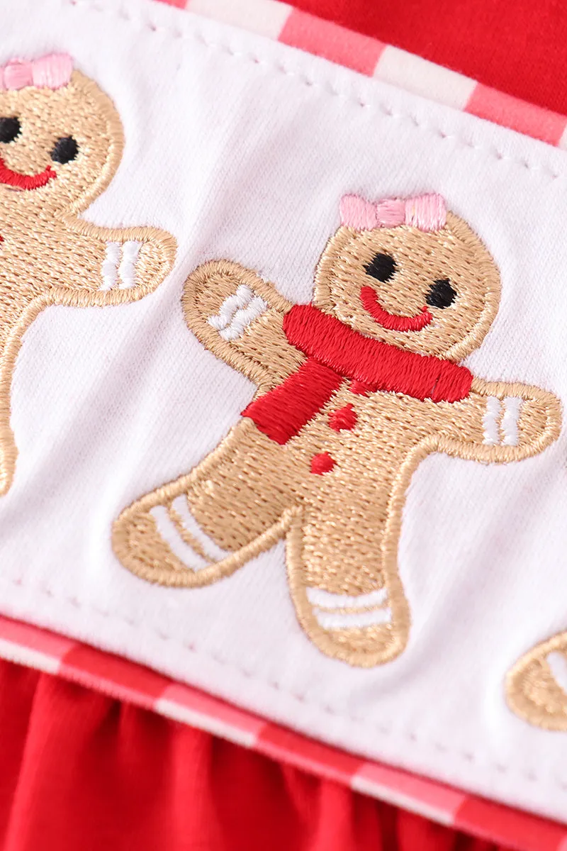 Red christmas gingerbread embroidery girl set