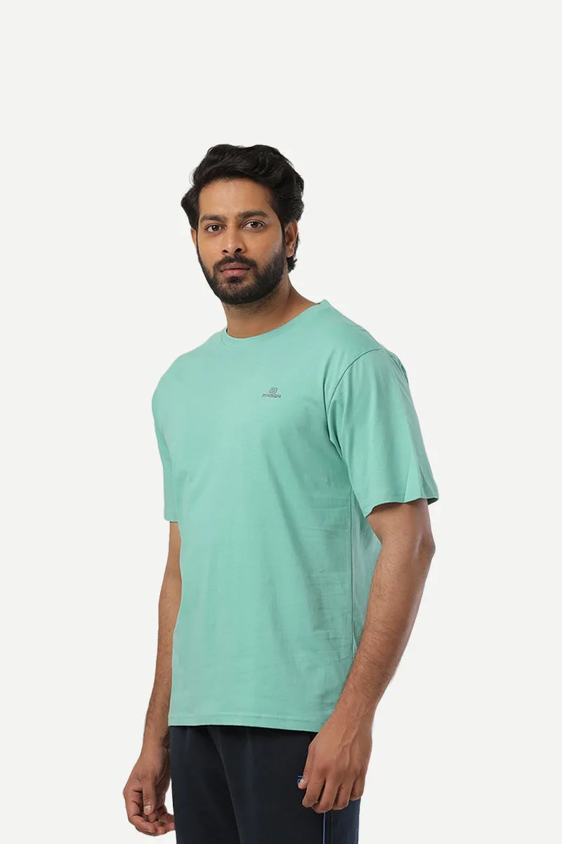 Round Neck - Charcoal Melange and Light Green Solid T-Shirt Pack Of 2 Combo For Men | Ariser