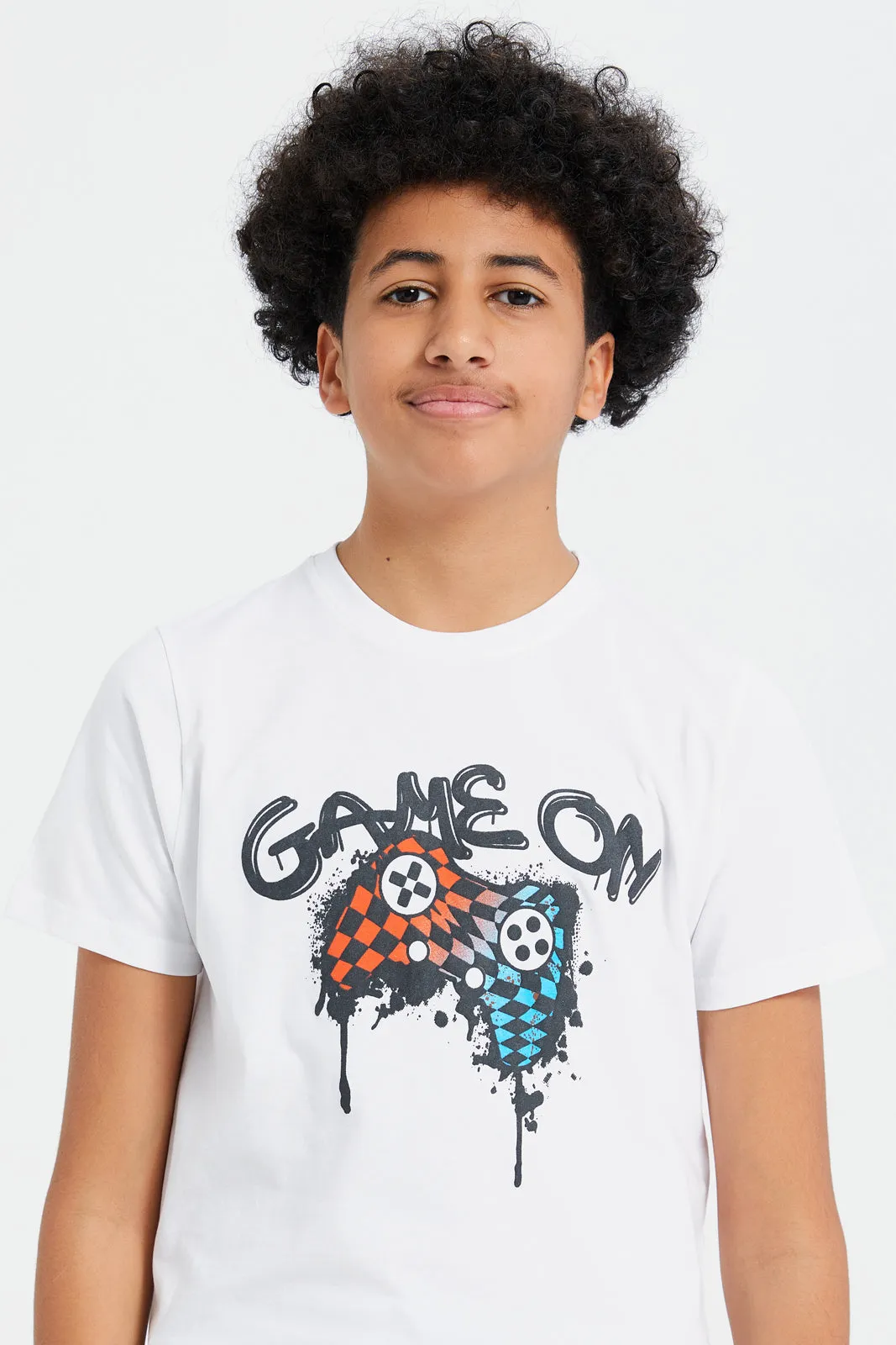 Senior Boys White Game On T-Shirt