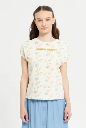 Senior Girls Multicolour Printed Top With Gold Buttons