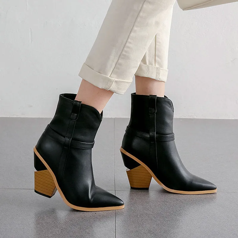 SnakeLux Winter High Heel Pointed Ankle Boots