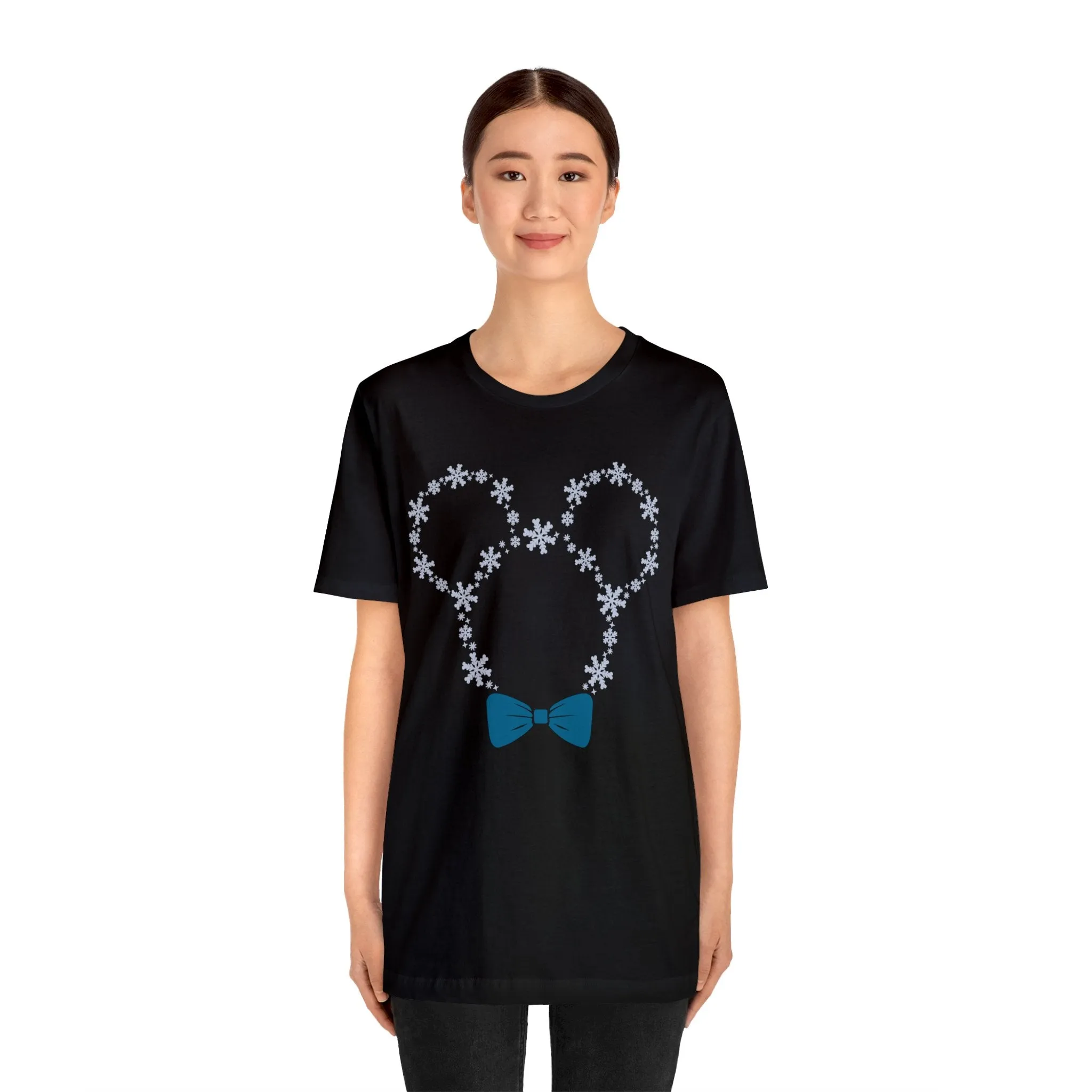 Snow Flakes Blue Bow Unisex Graphic Tee