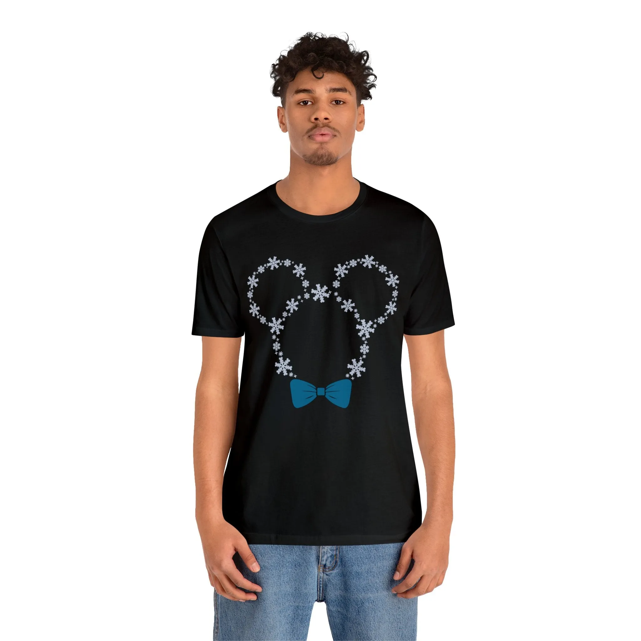 Snow Flakes Blue Bow Unisex Graphic Tee