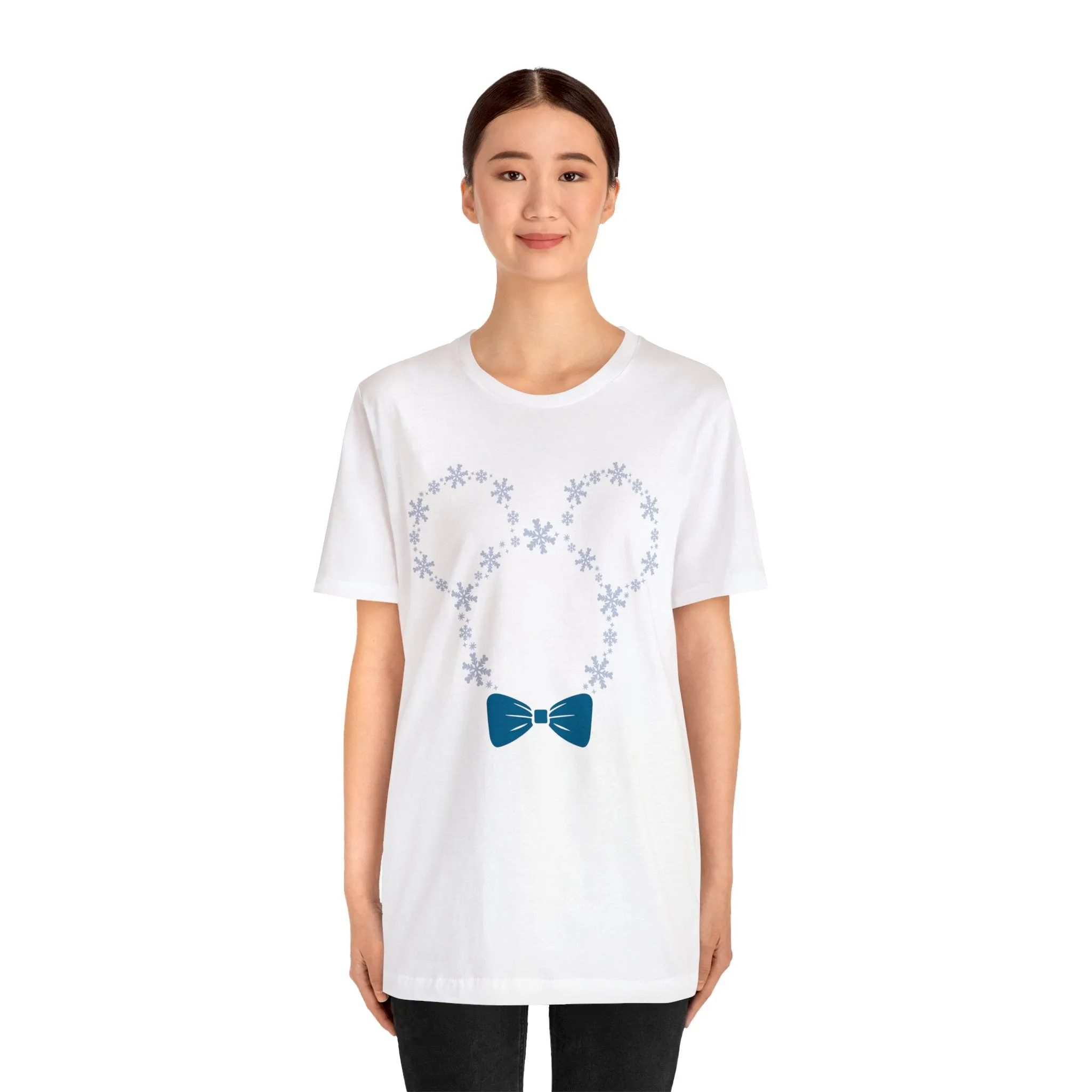 Snow Flakes Blue Bow Unisex Graphic Tee