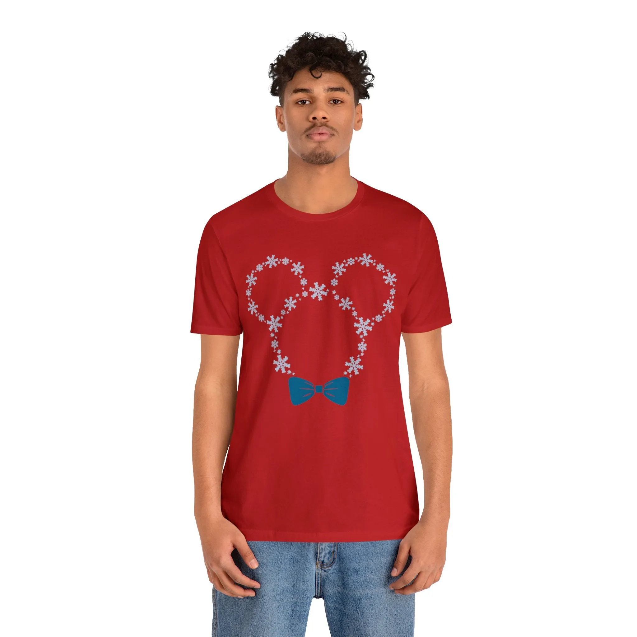 Snow Flakes Blue Bow Unisex Graphic Tee