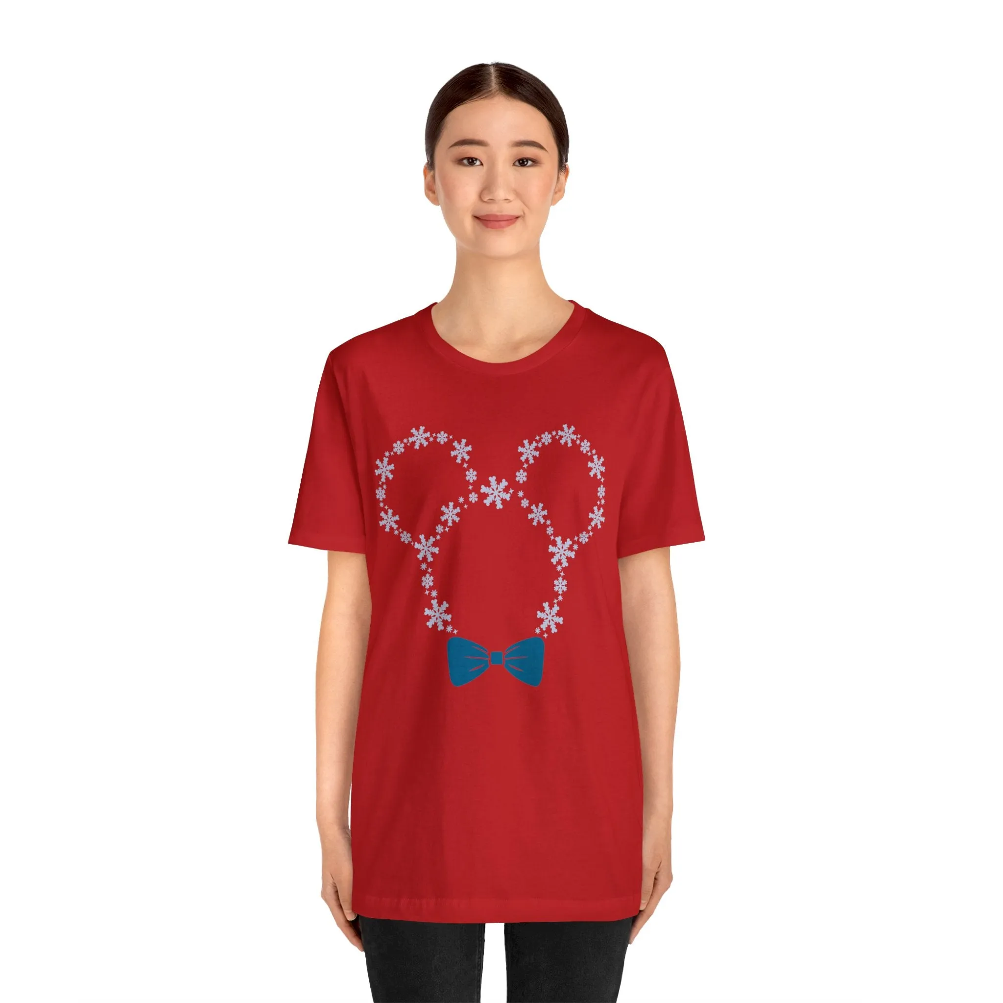 Snow Flakes Blue Bow Unisex Graphic Tee