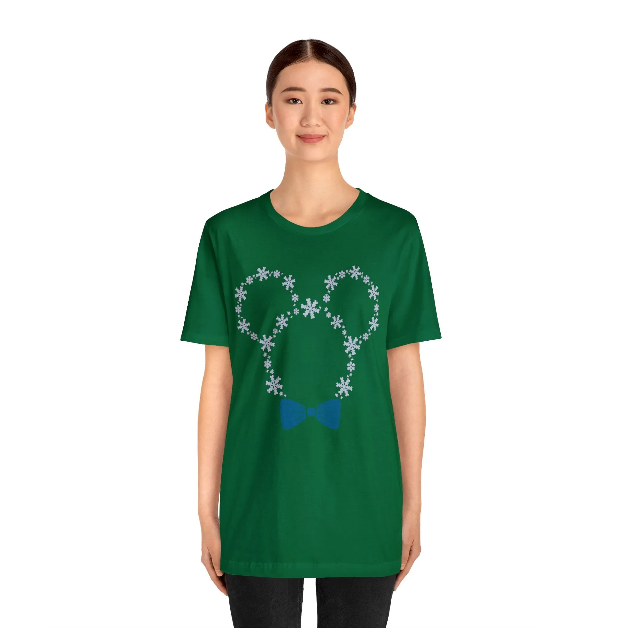 Snow Flakes Blue Bow Unisex Graphic Tee