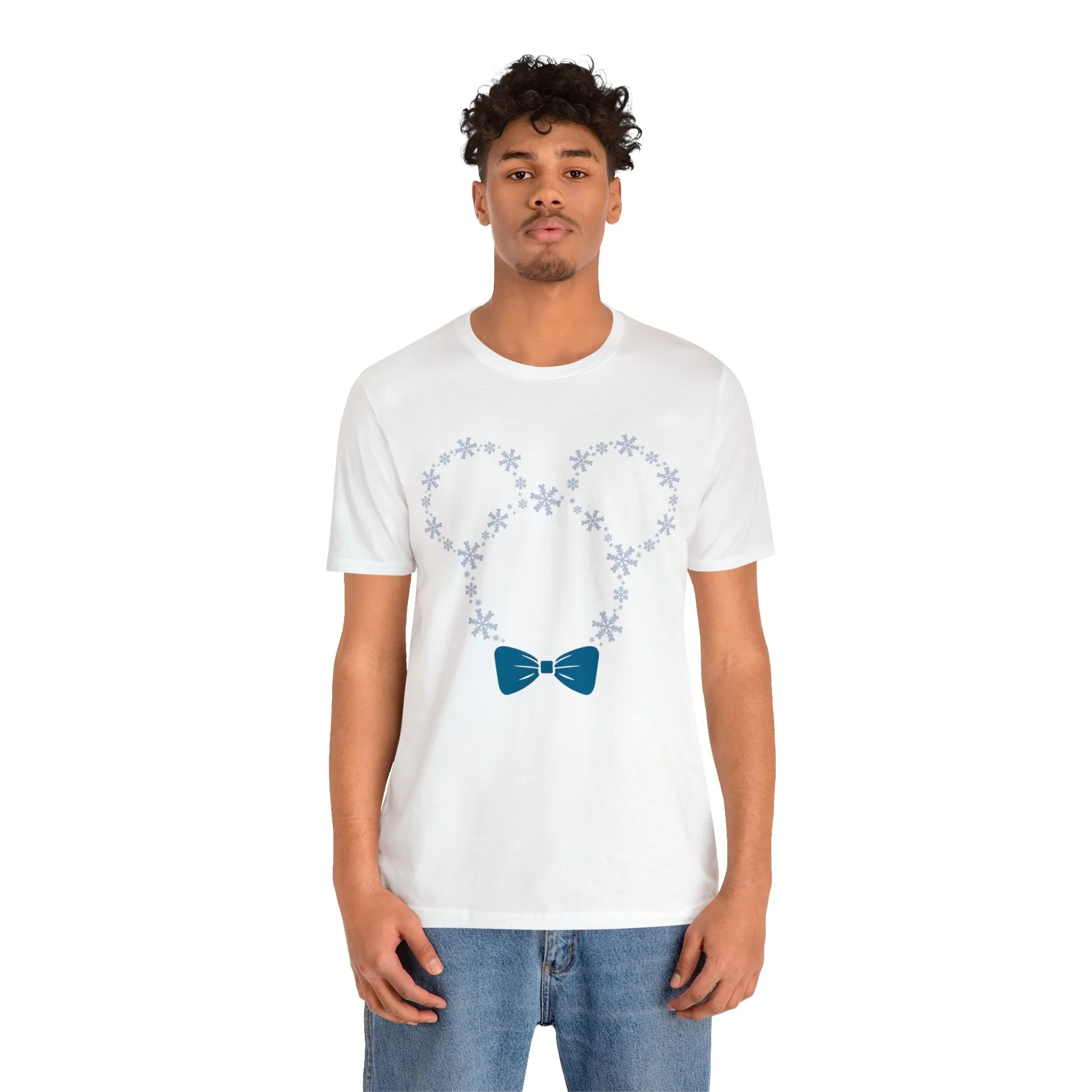 Snow Flakes Blue Bow Unisex Graphic Tee