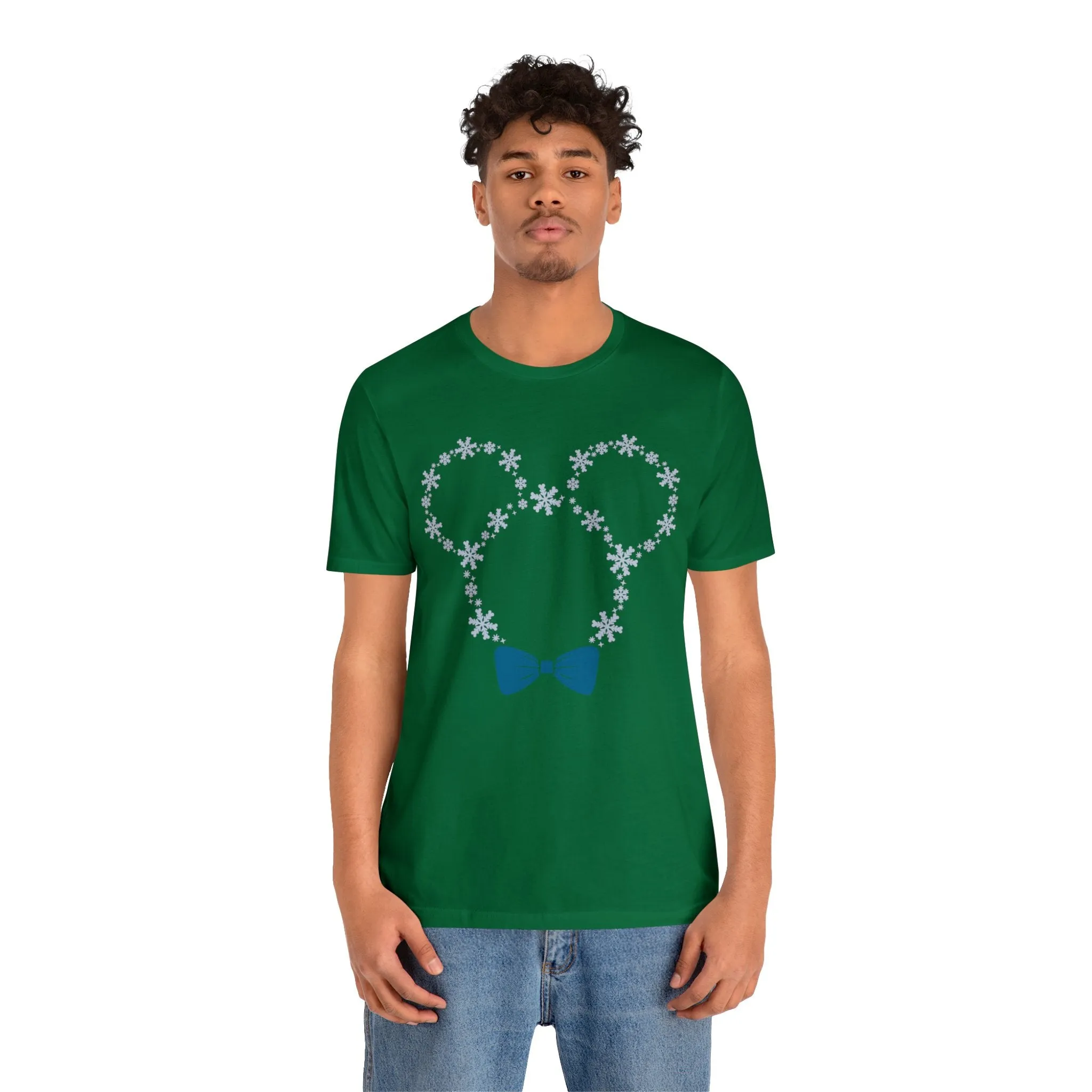 Snow Flakes Blue Bow Unisex Graphic Tee