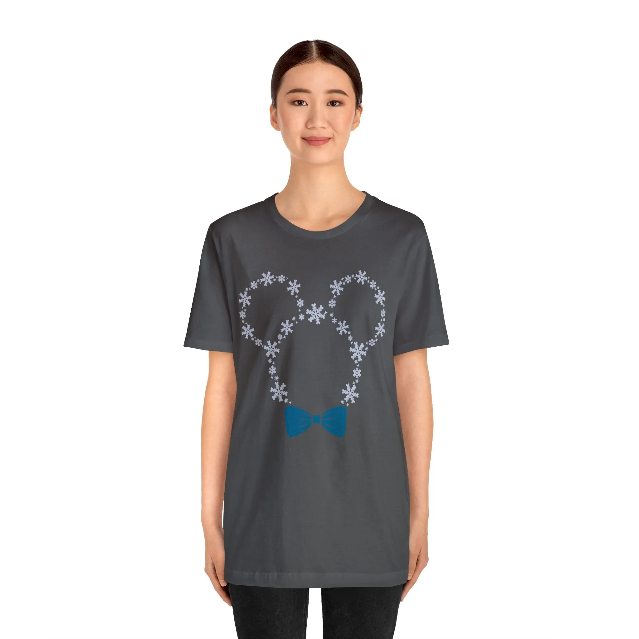 Snow Flakes Blue Bow Unisex Graphic Tee