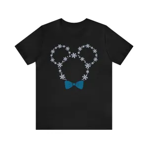 Snow Flakes Blue Bow Unisex Graphic Tee