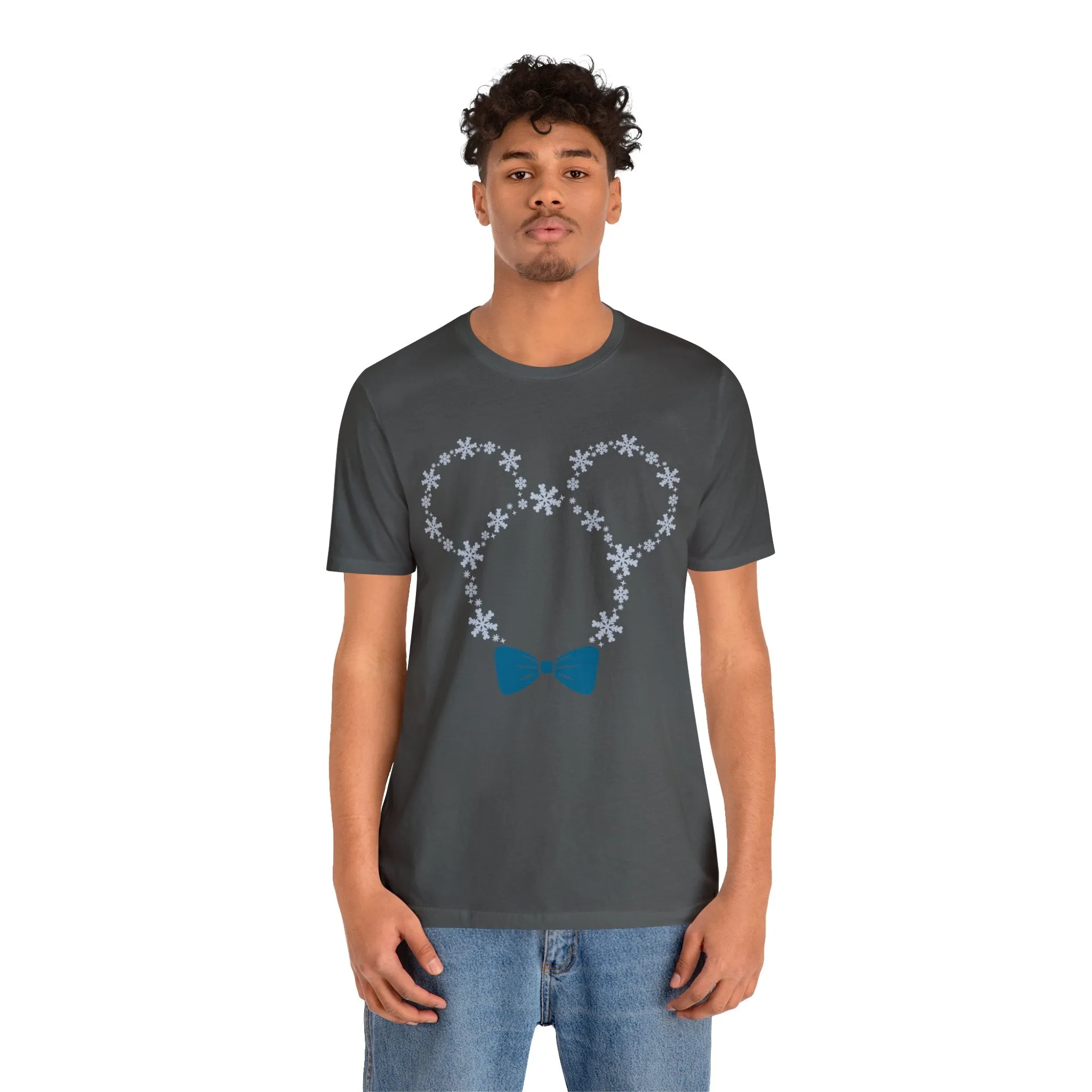 Snow Flakes Blue Bow Unisex Graphic Tee