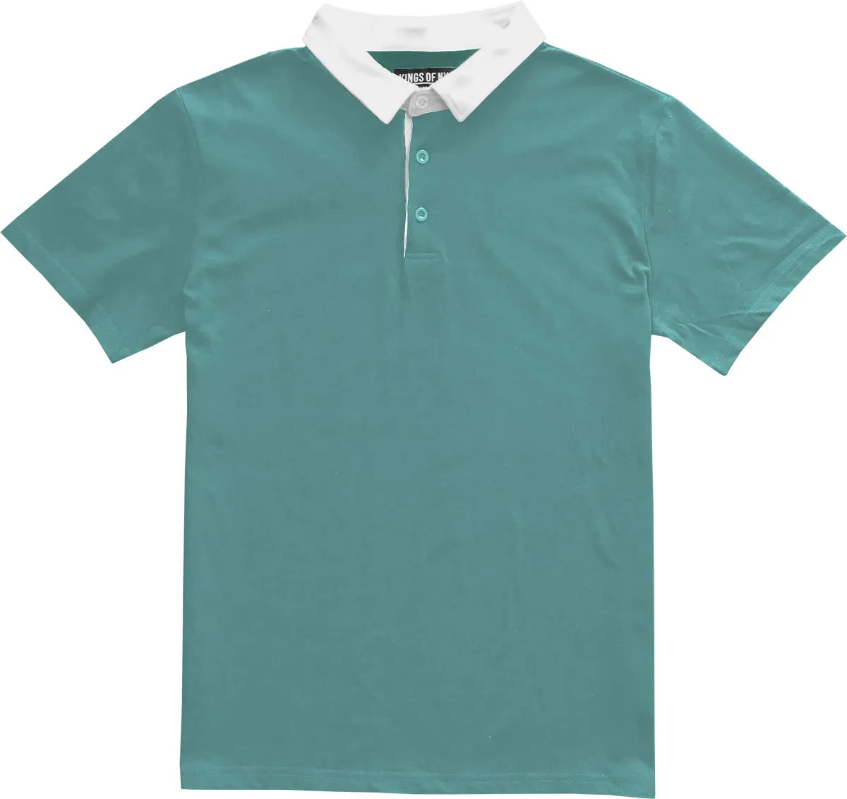 Solid Seafoam Green with White Collar Mens Short Sleeve Polo Rugby Shirt