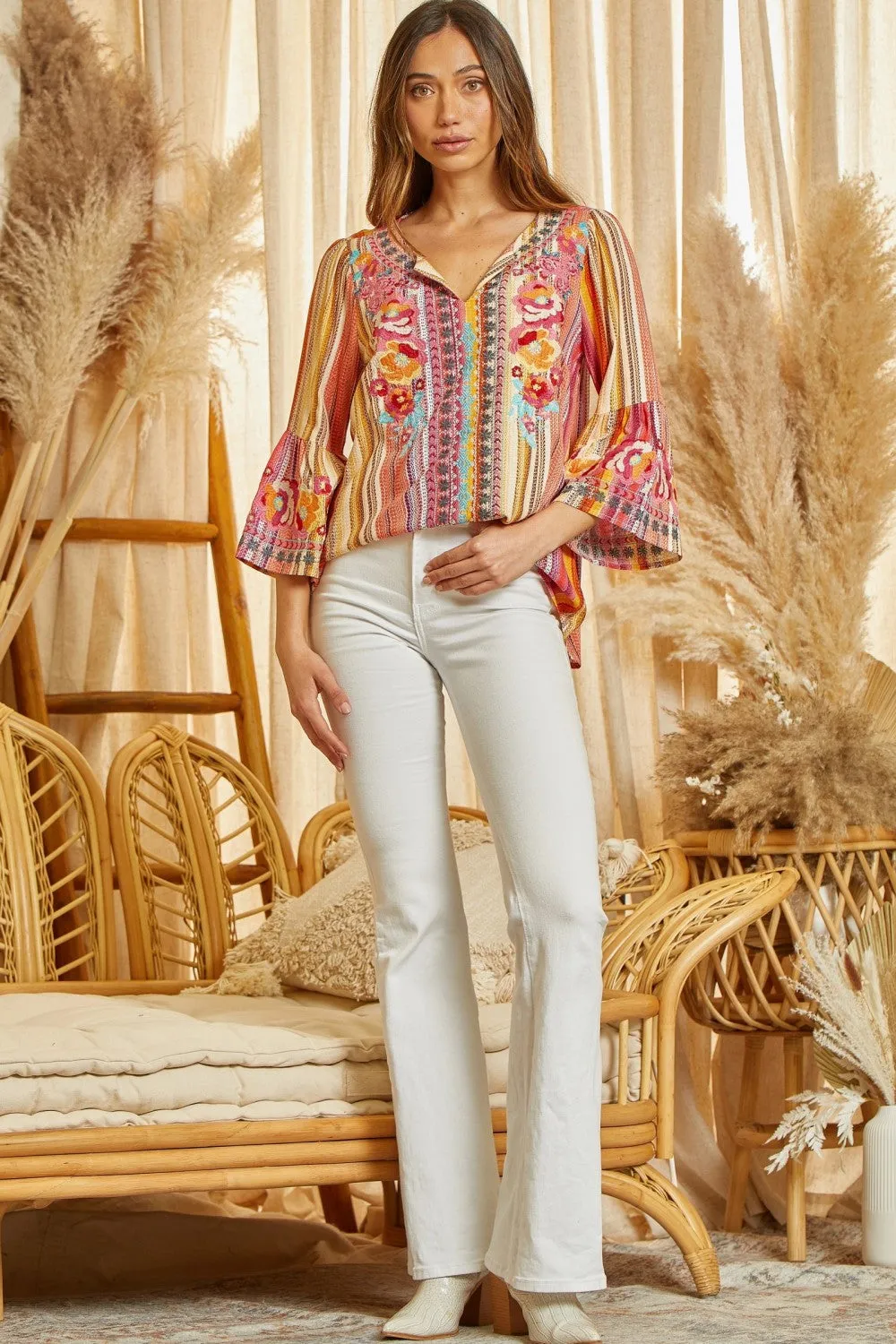 South Beach Embroidered Serape Top