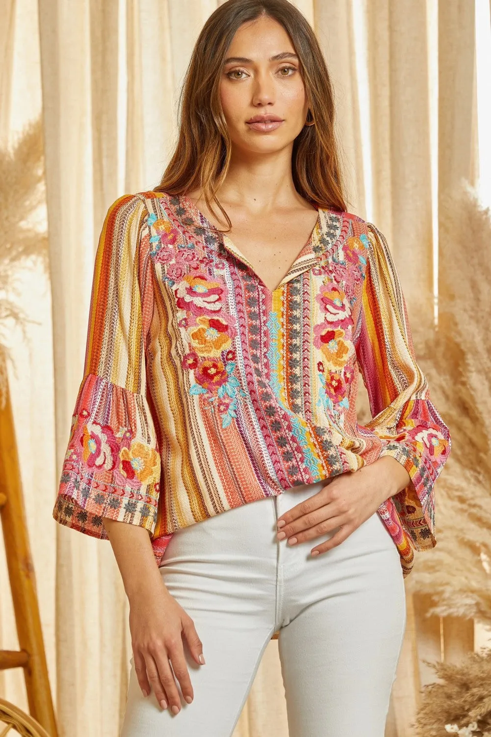 South Beach Embroidered Serape Top