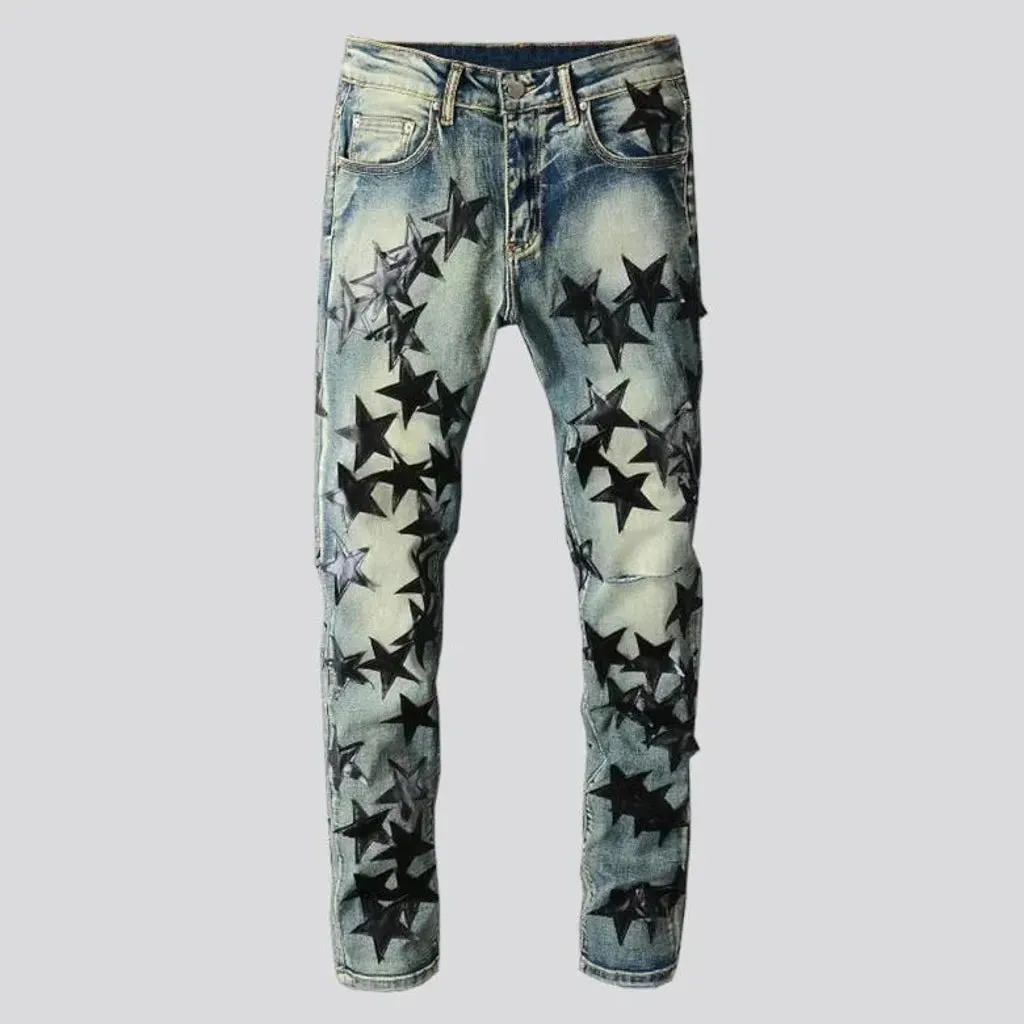 Stars-embroidery embroidered jeans