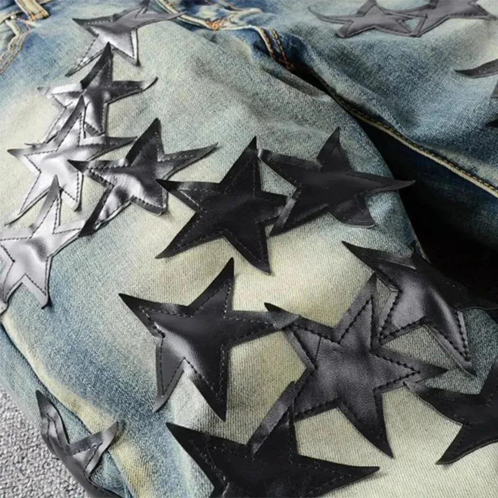 Stars-embroidery embroidered jeans