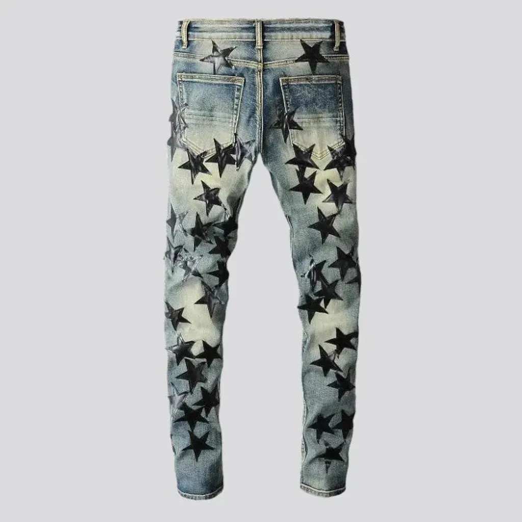 Stars-embroidery embroidered jeans