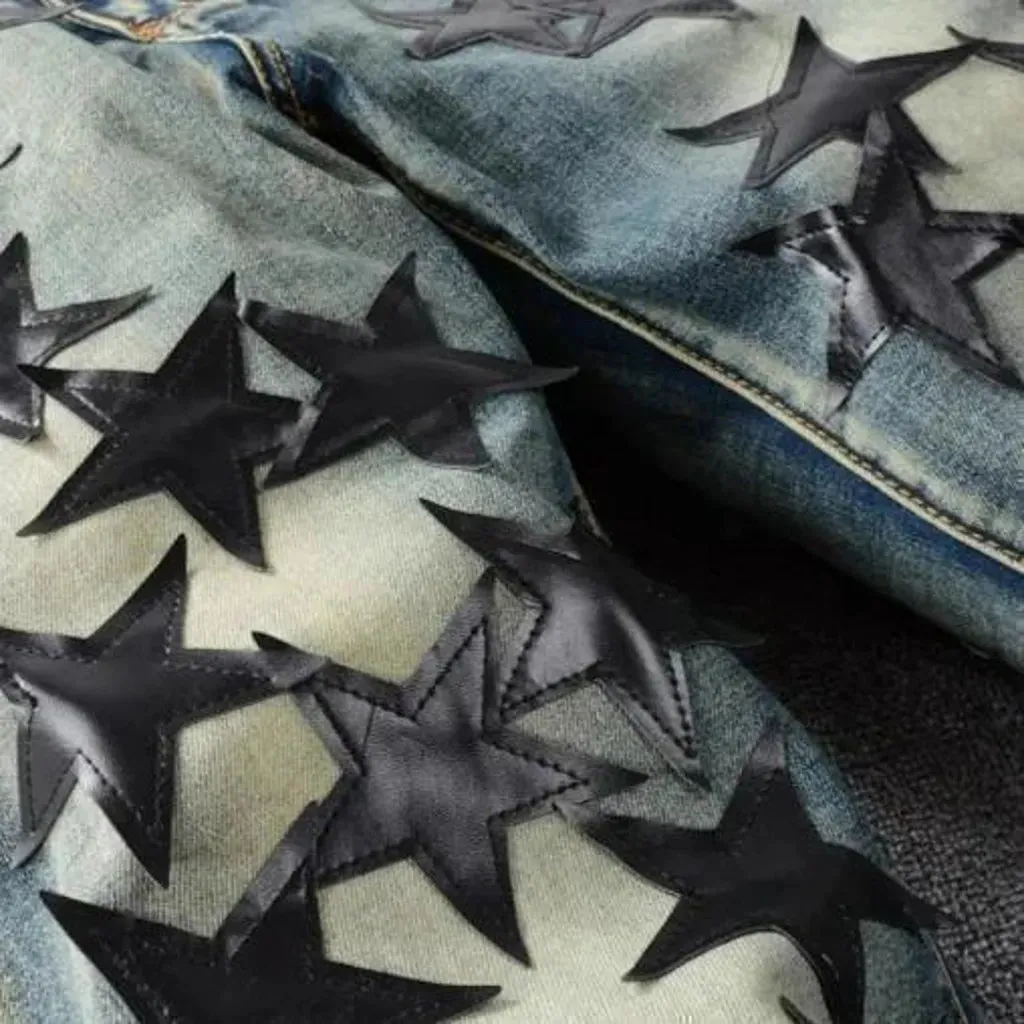 Stars-embroidery embroidered jeans