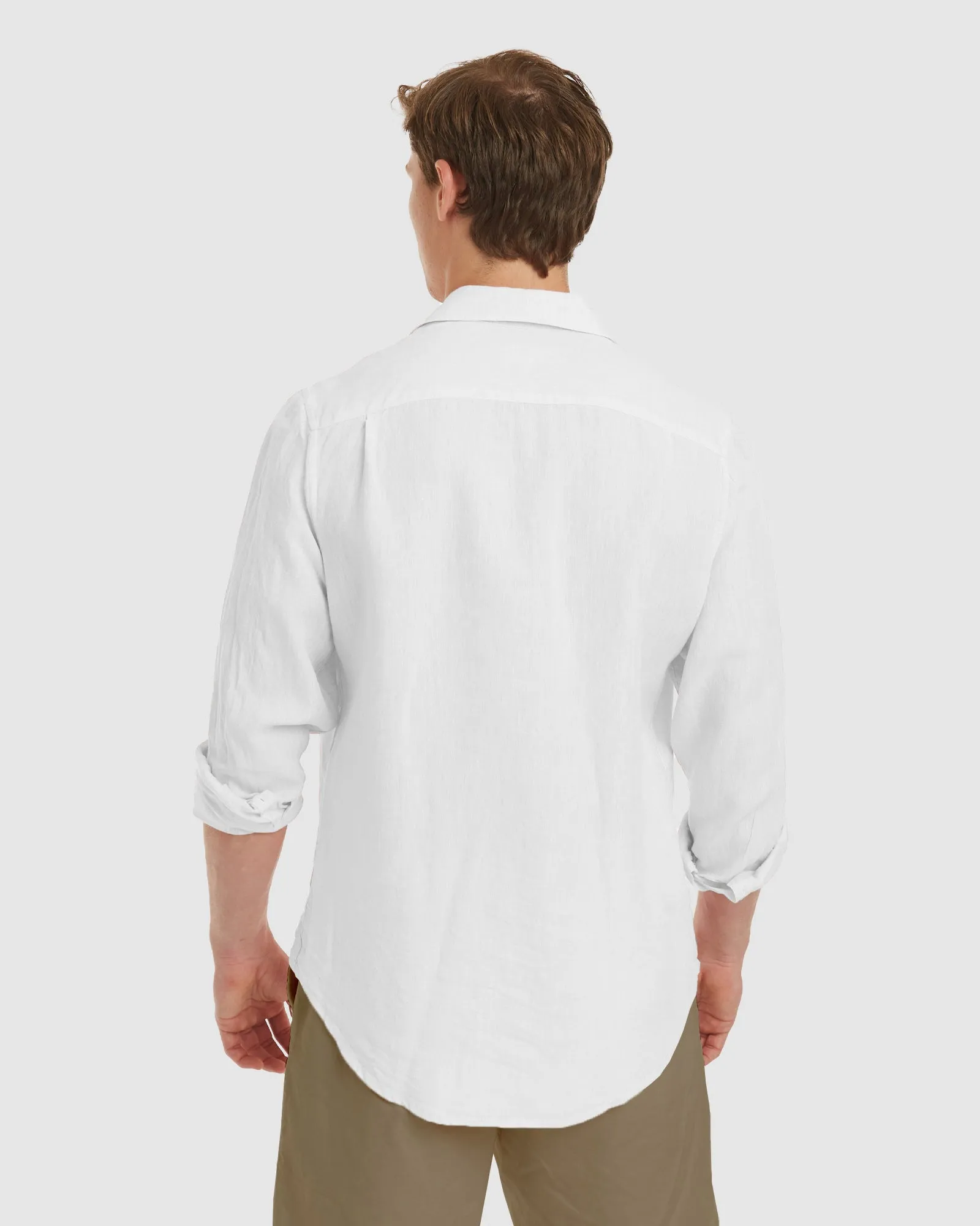 Tulum-Slim White Linen Shirt Long Sleeve