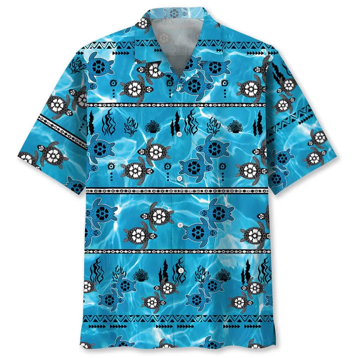 Turtle Ocean Hawaiian Shirt, Unisex Summer Beach Casual Short Sleeve Summer Vacation Beach Shirts