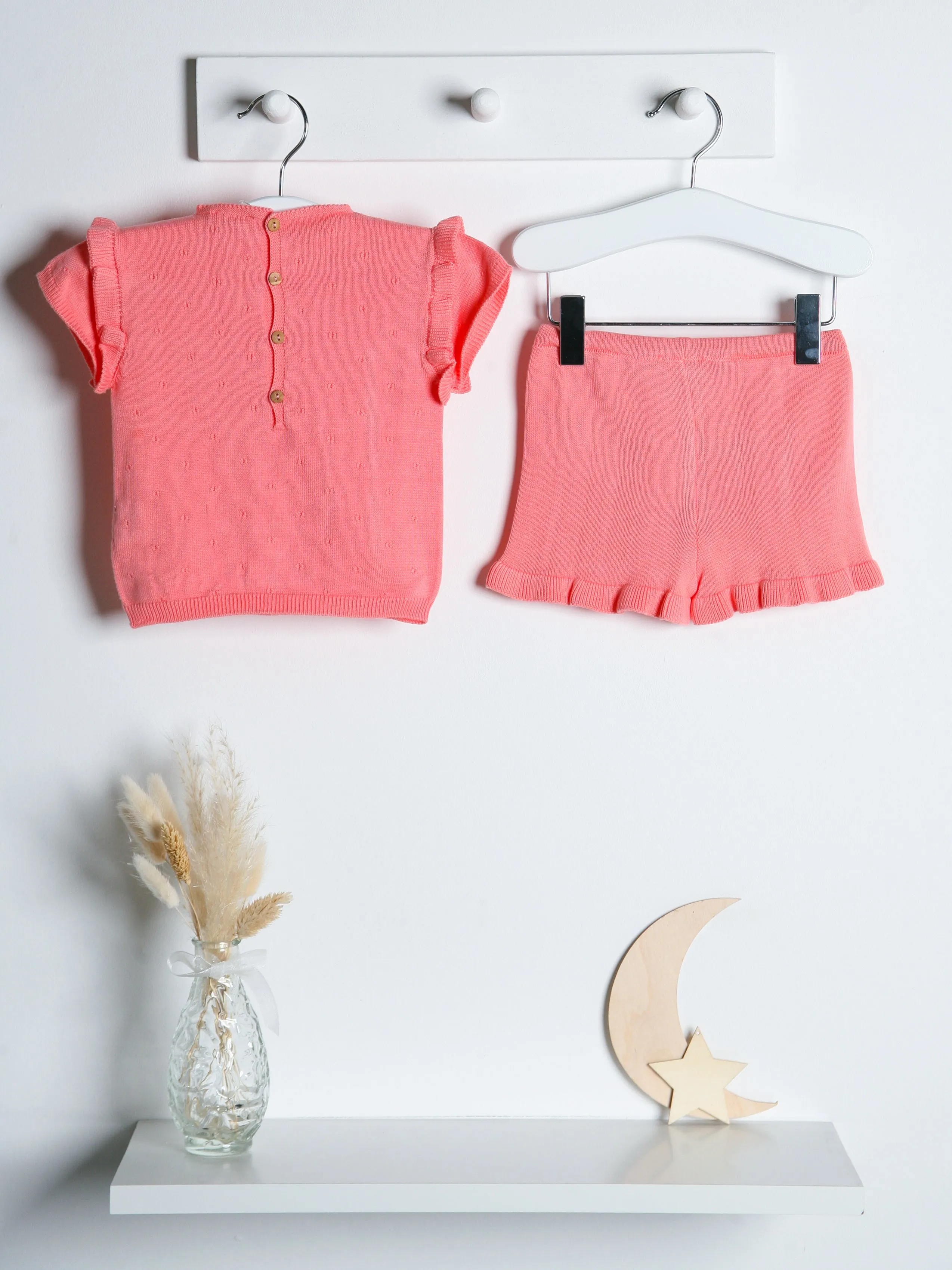 Wedoble Salmon Knitted Top & Shorts Set