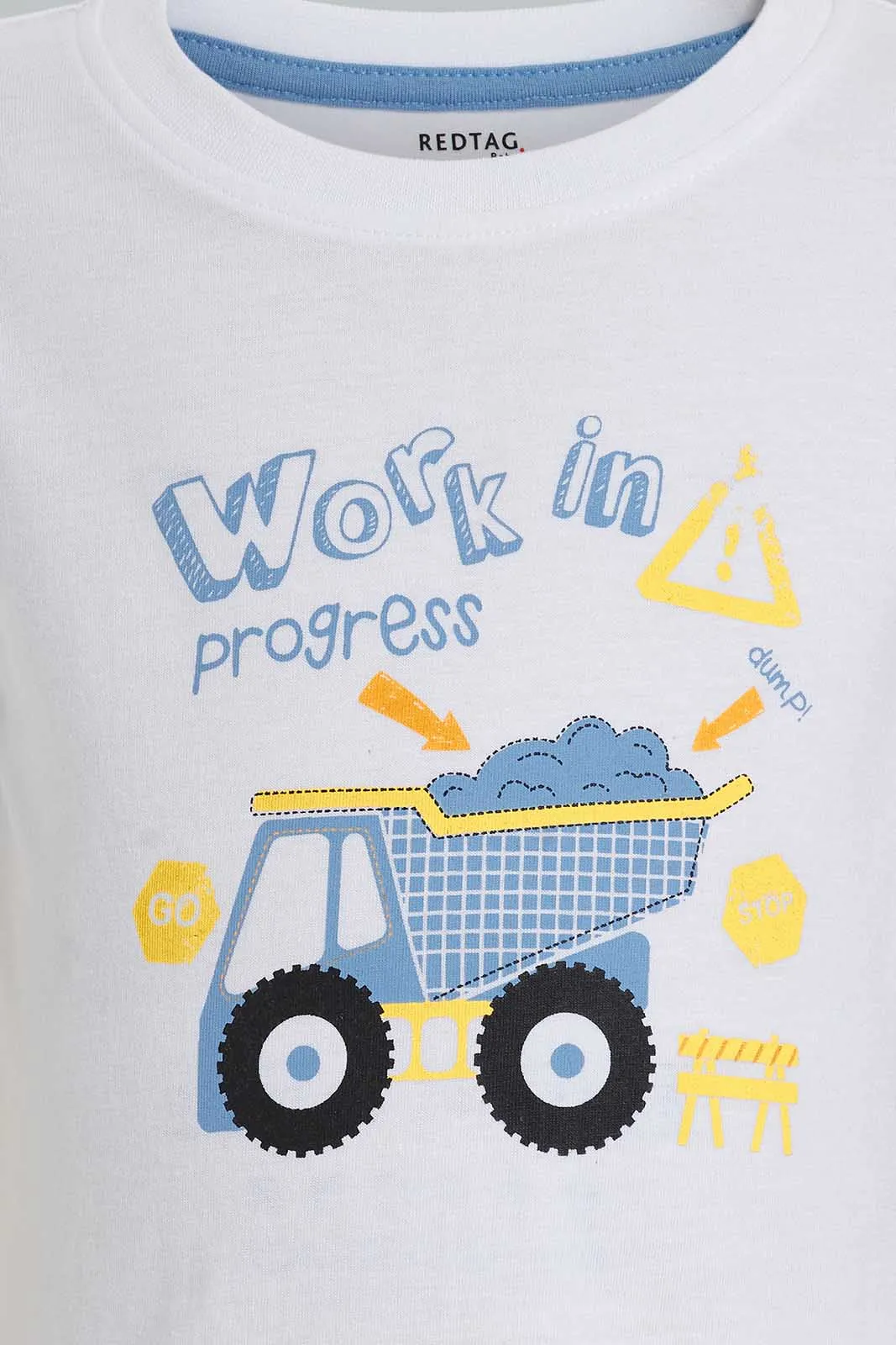 White And Blue Truck T-Shirt For Baby Boys (Pack of 2)