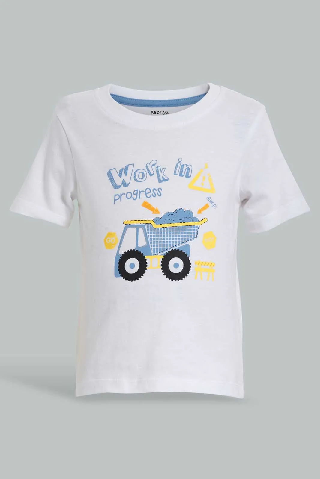 White And Blue Truck T-Shirt For Baby Boys (Pack of 2)