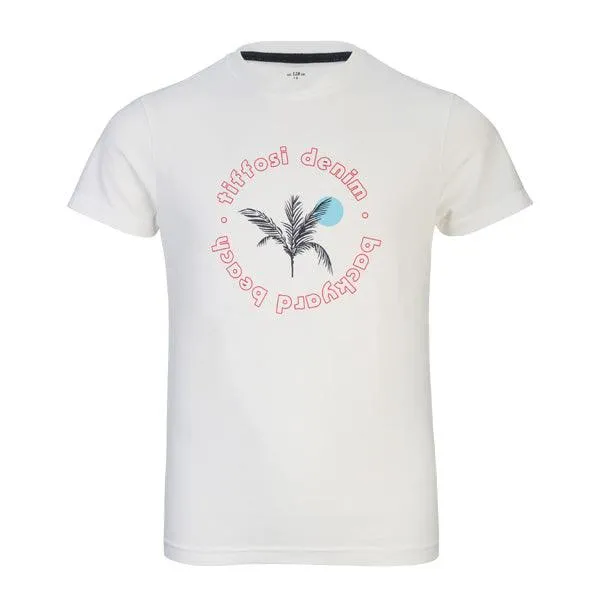 WHITE FLORAL PRINTED T-SHIRT FOR BOYS