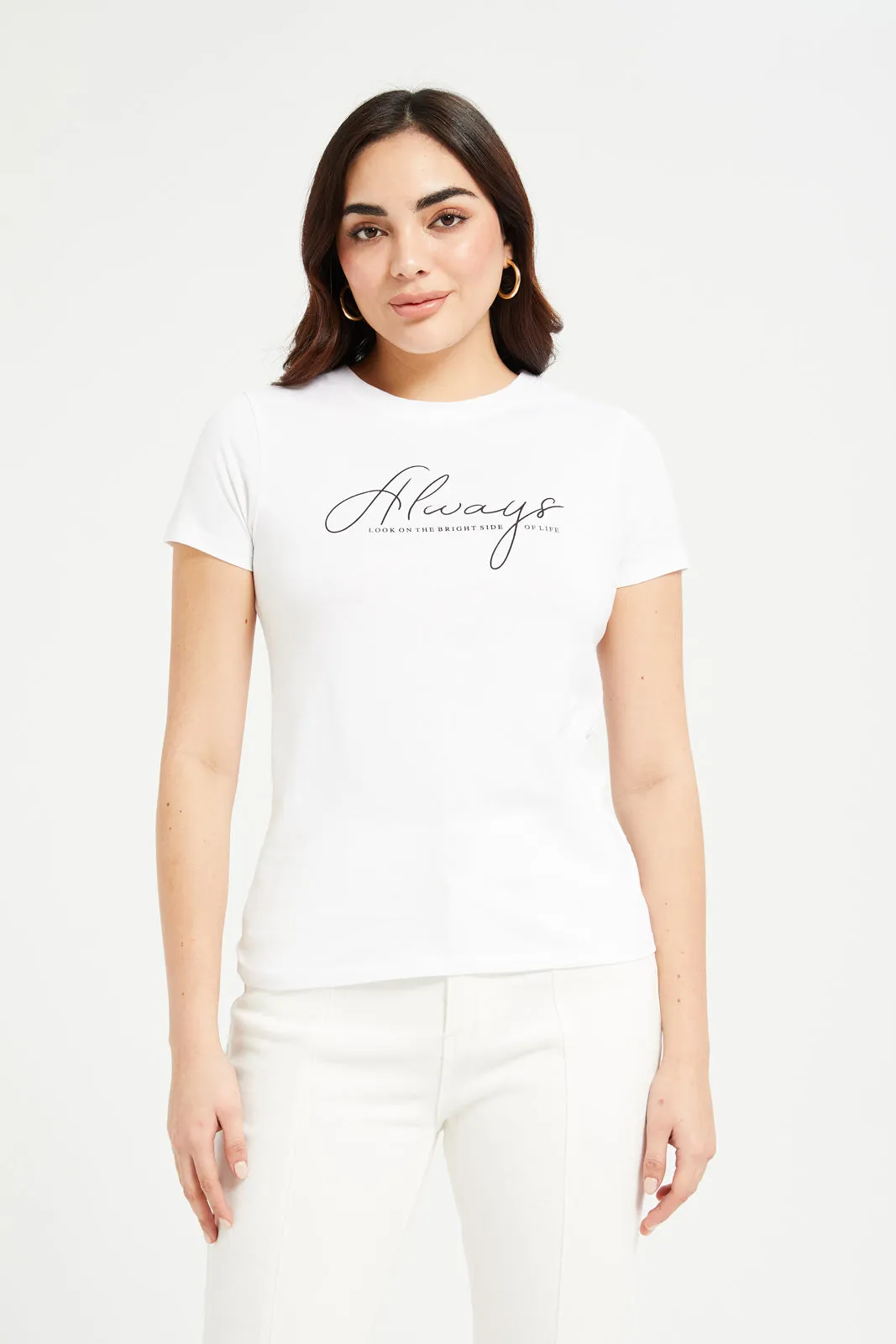 Women White Always Printed T-Shirt