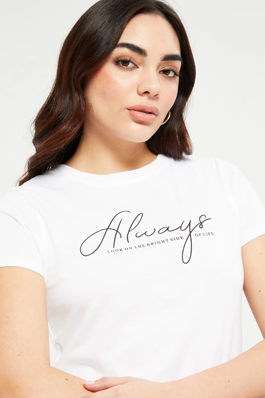 Women White Always Printed T-Shirt