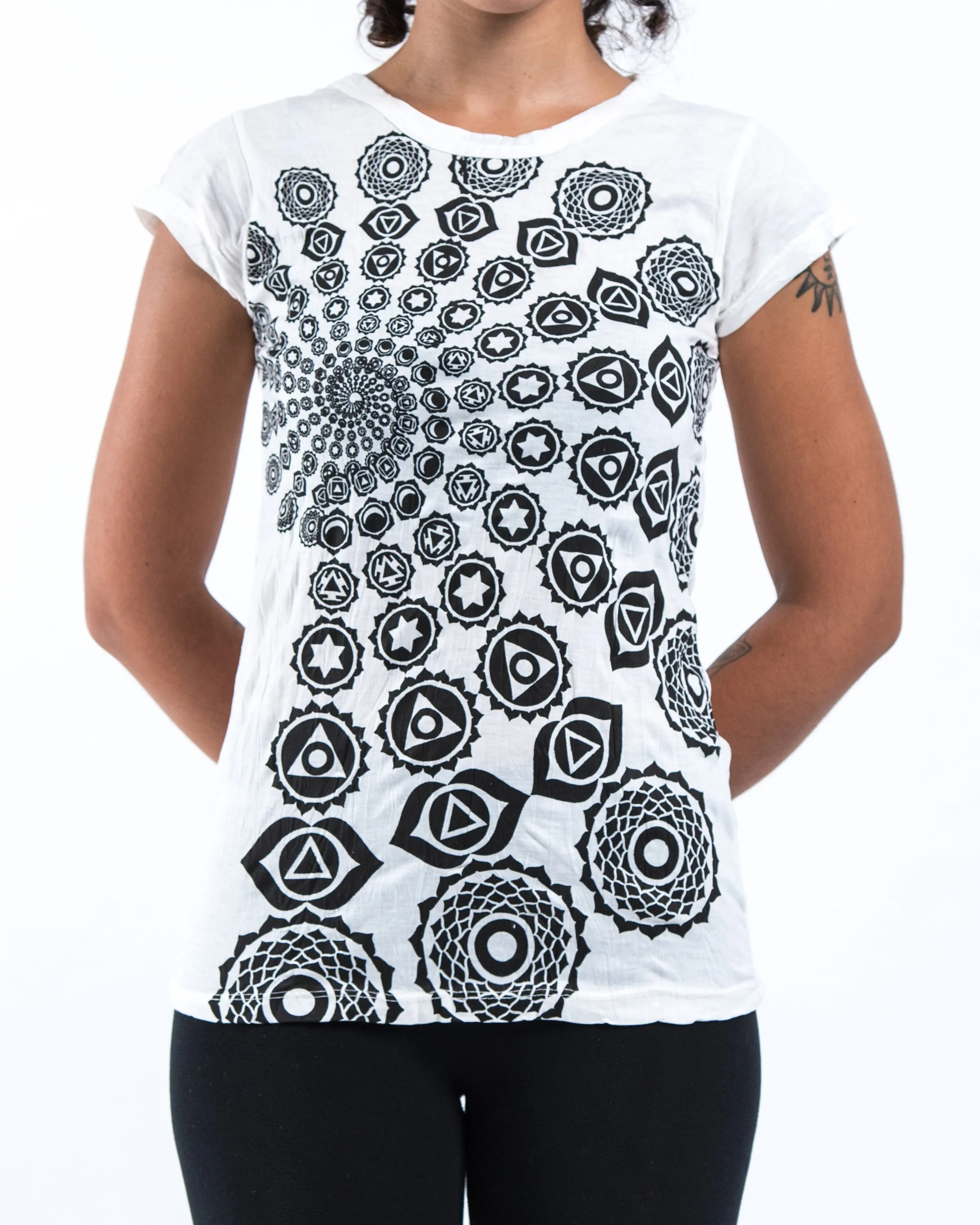 Womens Chakra Fractal T-Shirt in White