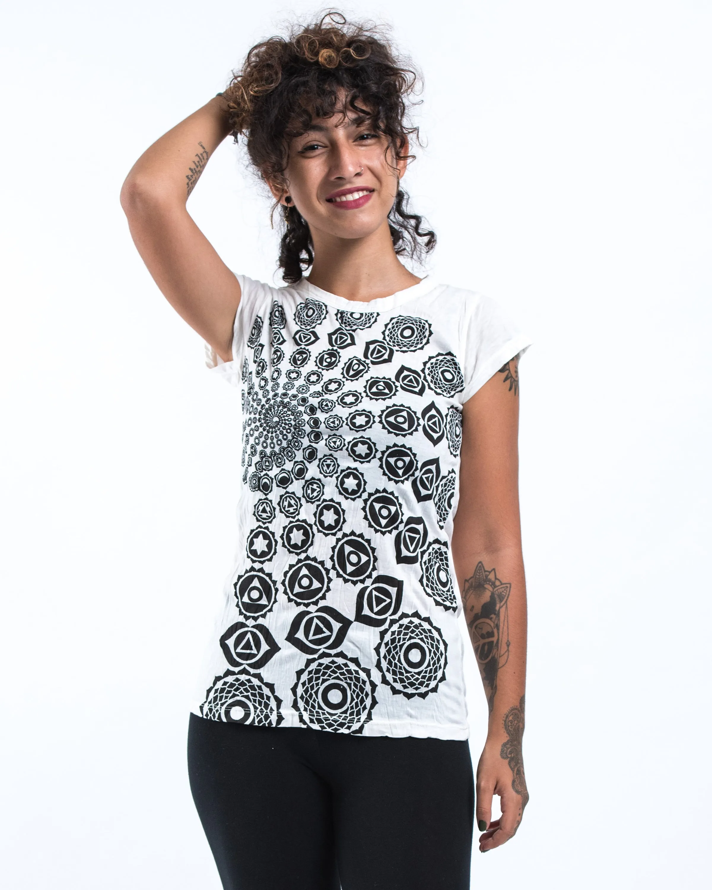 Womens Chakra Fractal T-Shirt in White