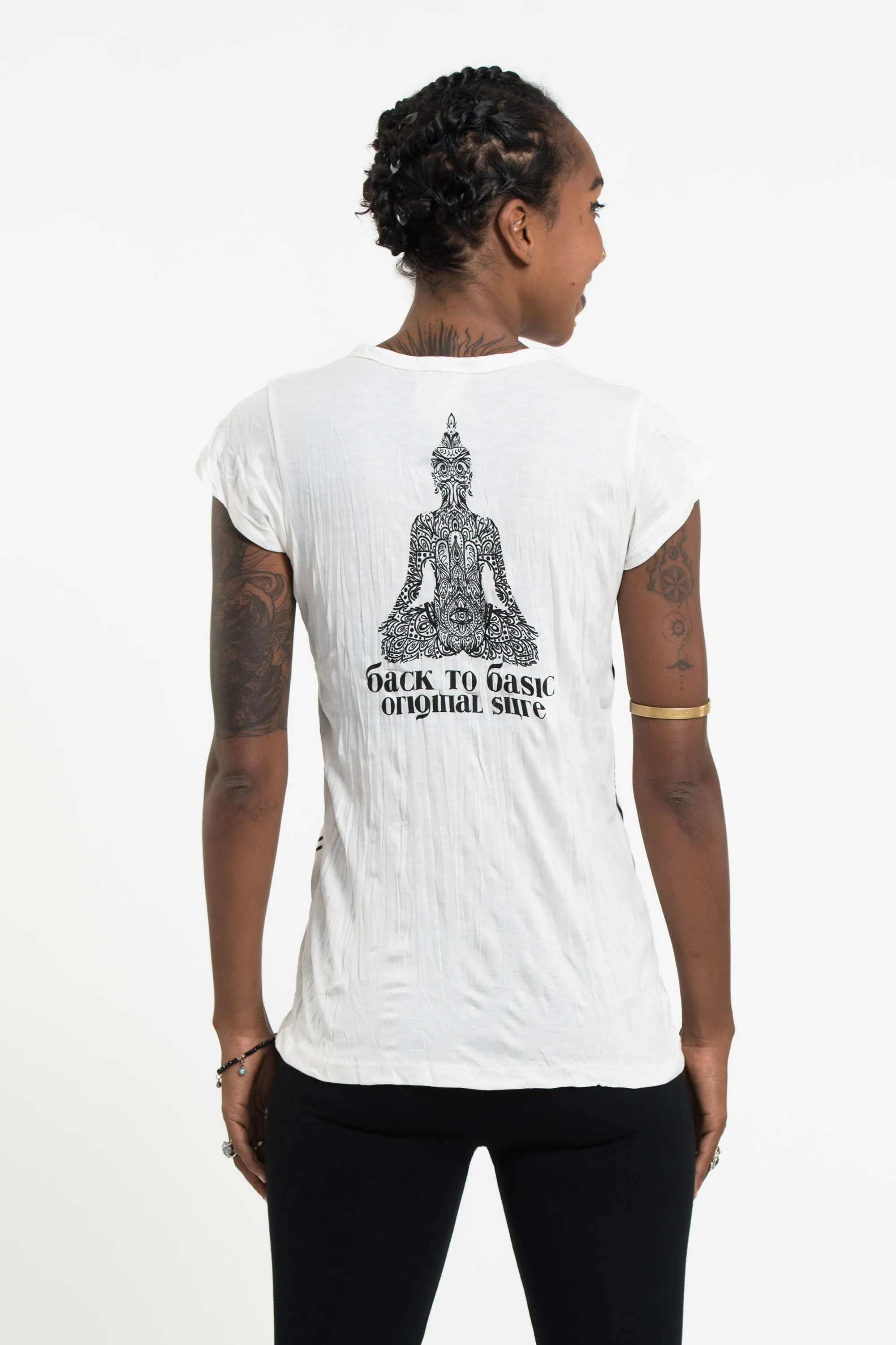 Womens Hamsa Meditation T-Shirt in White