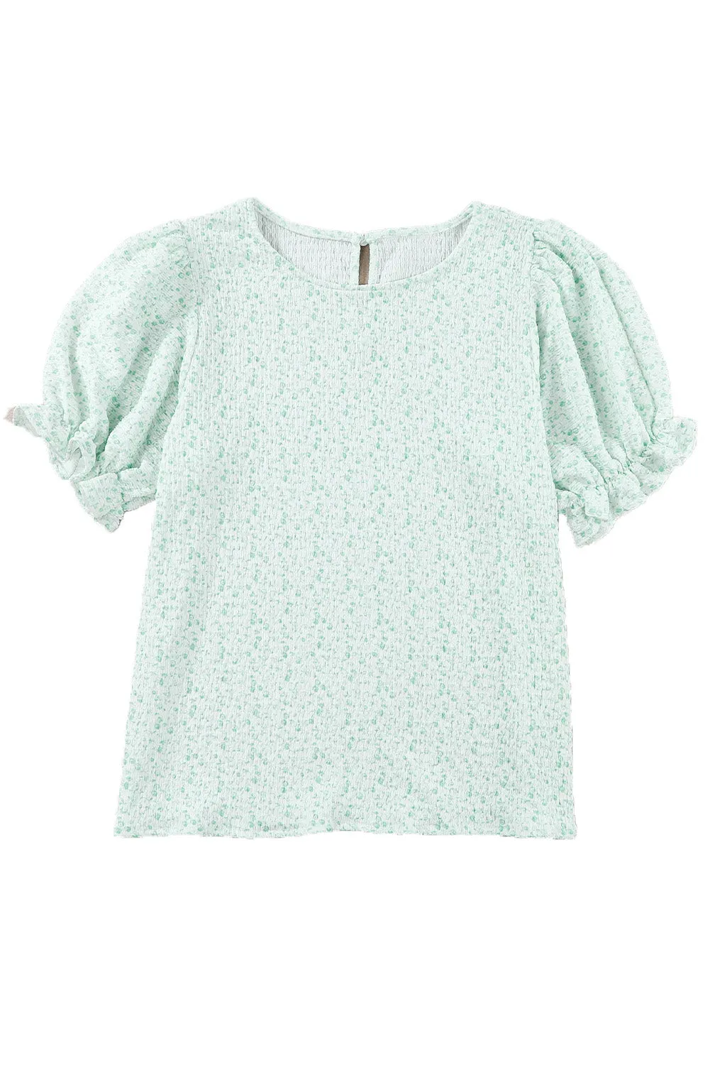 Women's Puff Sleeve T-Shirts Casual Floral Smocked Blouse